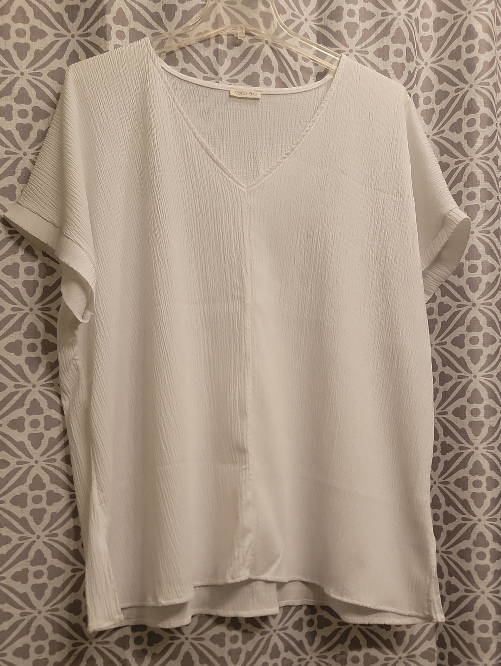 White V-Neck Short Sleeve Top